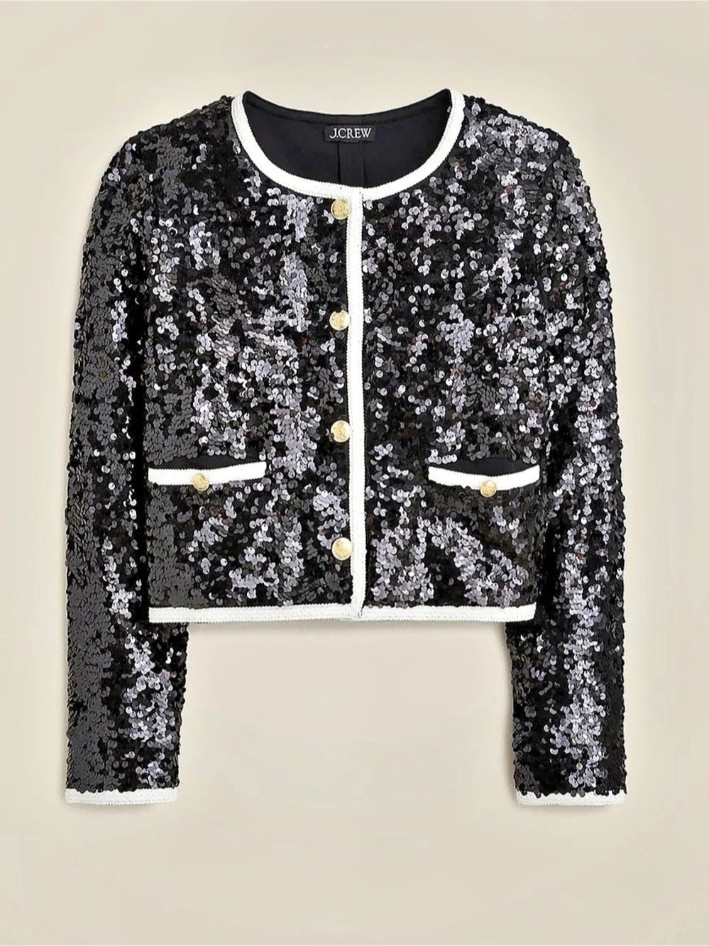 J.Crew Sequin Cardigan Jacket Sequin Jacket in Black & White Size Medium NWT